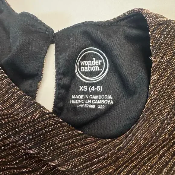 Wonder Nation Girl XS (4-5) Gold/Black Party Dress - Picture 3 of 5